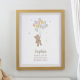 Personalised Teddy Balloon Framed Prints: 1 - Oak - Framed Prints By Gift Moments