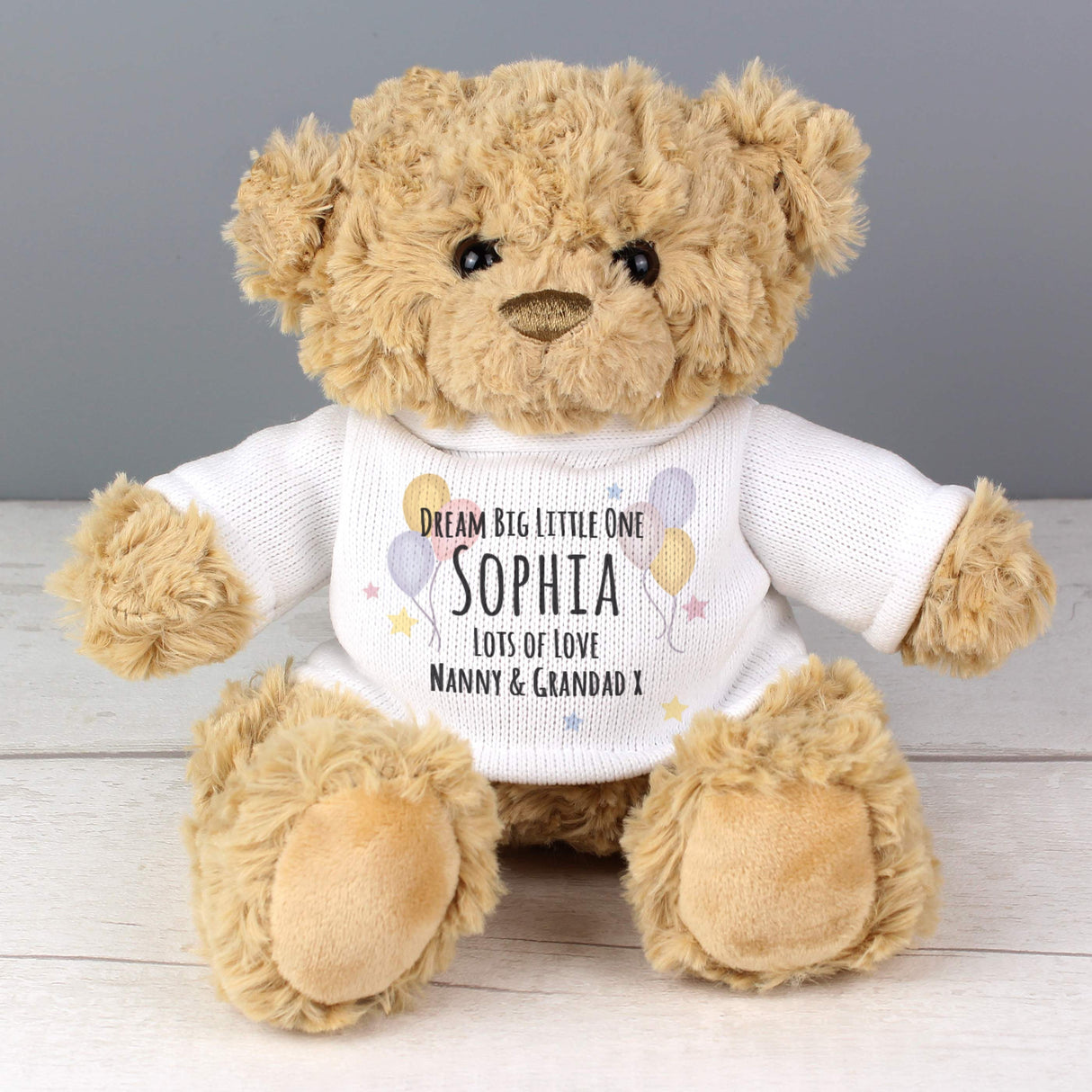 Personalised Teddy & Balloons Teddy Bear: 3 - Teddy Bears & Soft Toys By Gift Moments