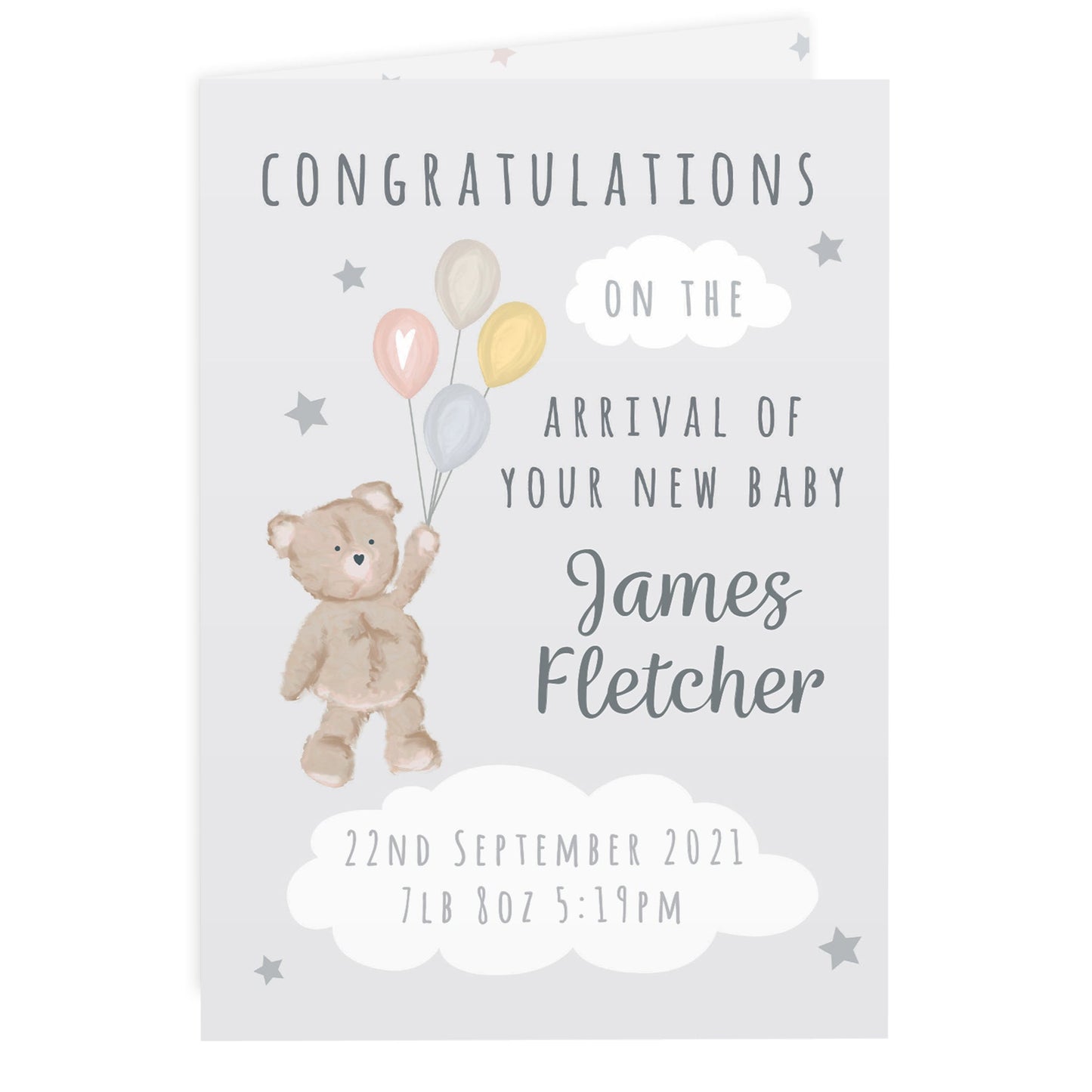 Personalised Teddy & Balloons Card: 3 - Greeting Cards By Gift Moments