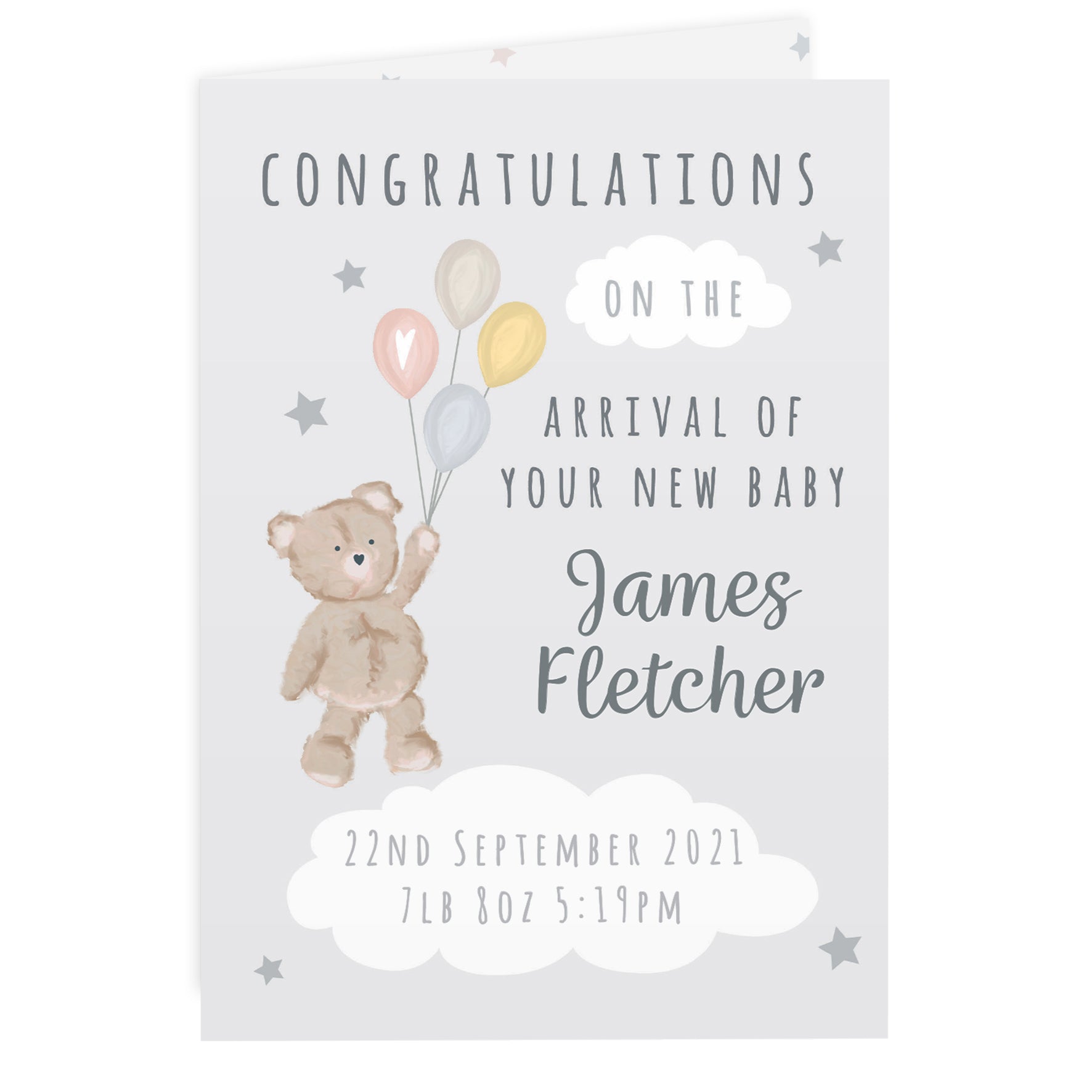 Personalised Teddy & Balloons Card: 3 - Greeting Cards By Gift Moments