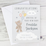 Personalised Teddy & Balloons Card: 1 - Greeting Cards By Gift Moments