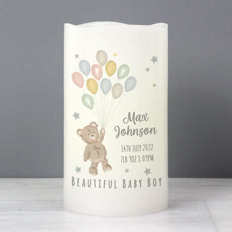 Personalised Teddy & Balloons Nightlight LED Candle: 3 - LED Lighting By Gift Moments