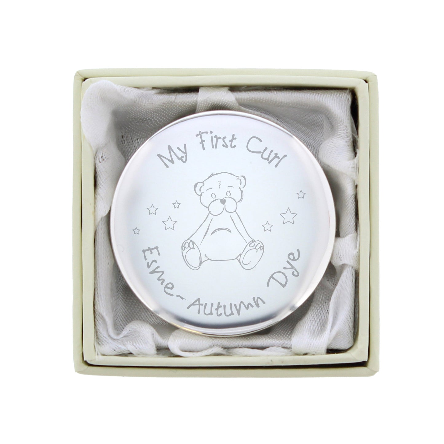 Personalised Teddy My First Curl Trinket Box: 4 - Trinket Boxes By Gift Moments