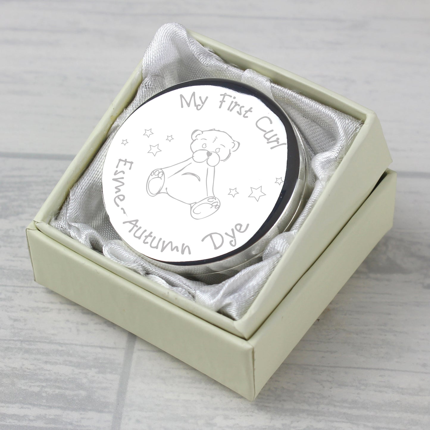 Personalised Teddy My First Curl Trinket Box: 6 - Trinket Boxes By Gift Moments