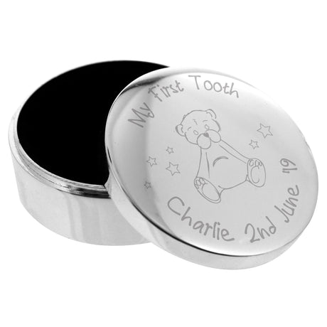 Personalised Teddy My First Tooth Trinket Box: 6 - Trinket Boxes By Gift Moments