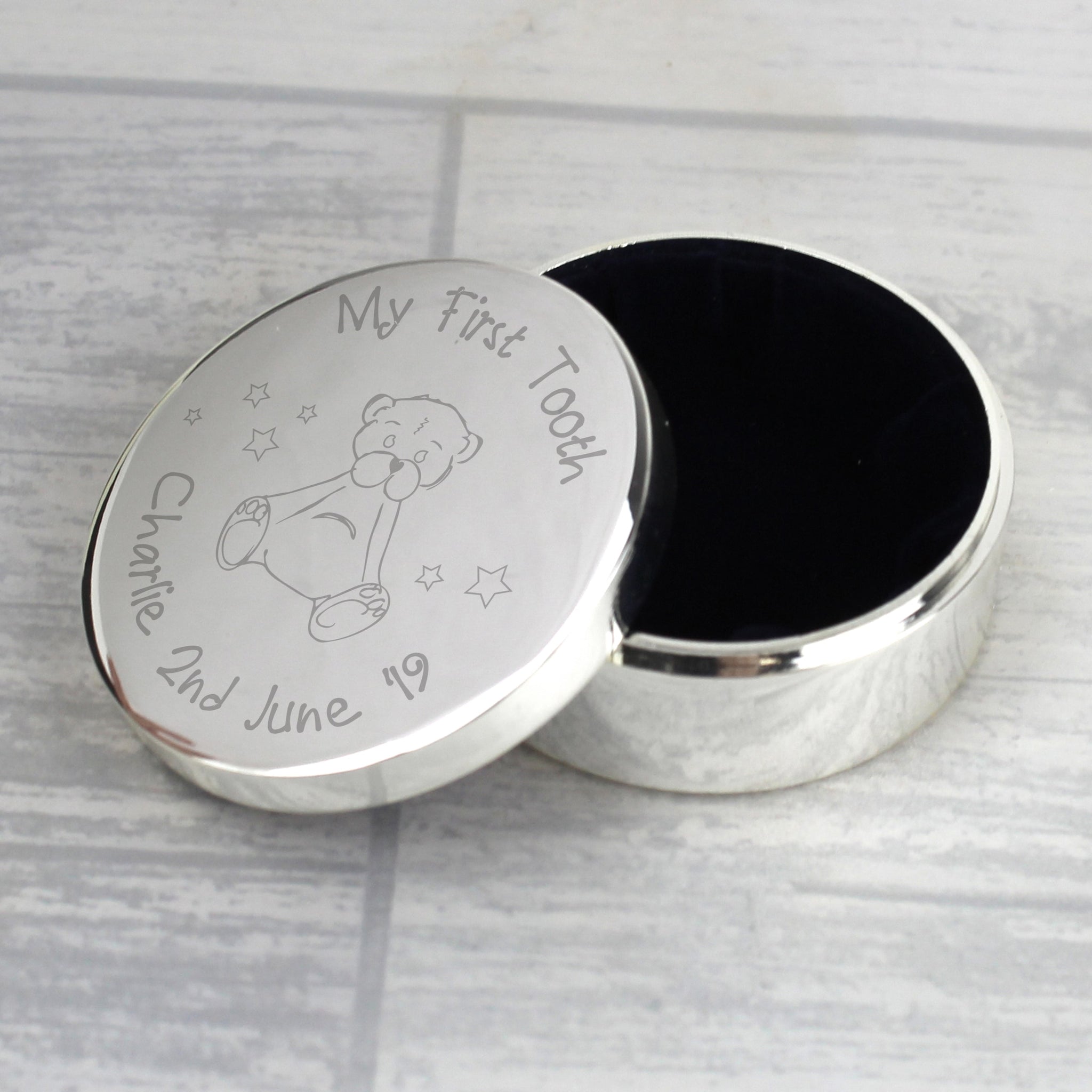 Personalised Teddy My First Tooth Trinket Box: 9 - Trinket Boxes By Gift Moments