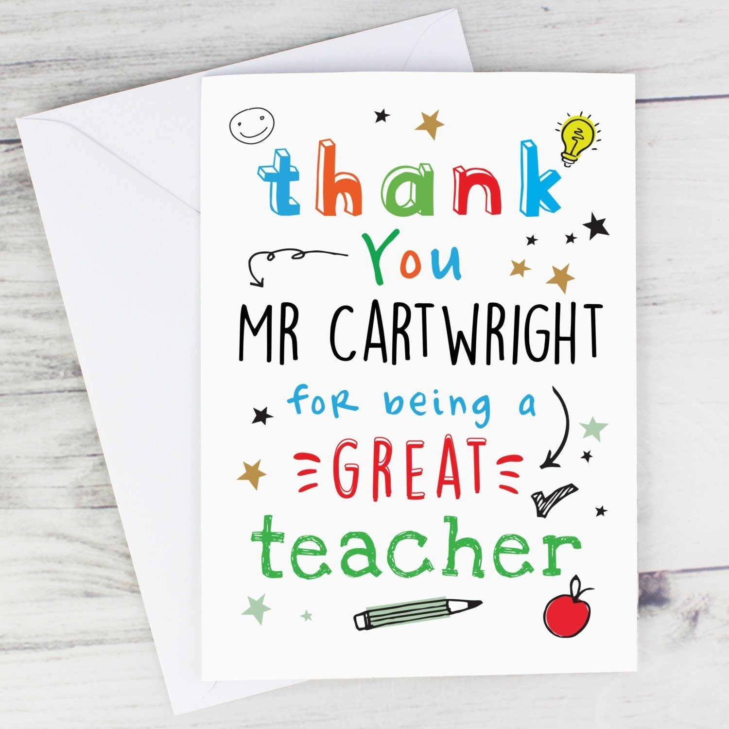 Personalised Thank You Teacher Card: 1 - Greeting Cards By Gift Moments
