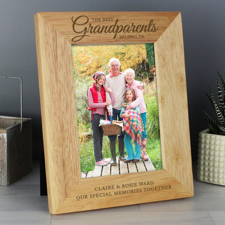 Personalised ’The Best Grandparents’ 5x7 Oak Finish Photo Frame: 2 - Photo Frames By Gift Moments