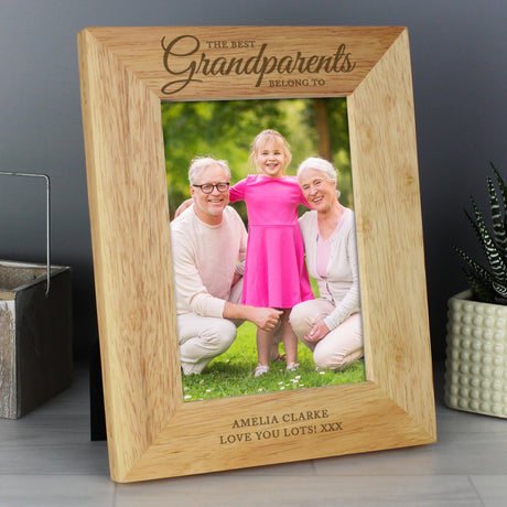 Personalised ’The Best Grandparents’ 5x7 Oak Finish Photo Frame: 4 - Photo Frames By Gift Moments
