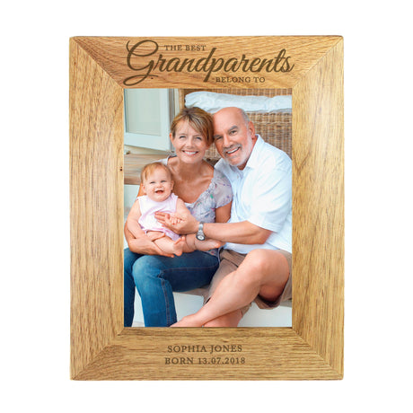 Personalised ’The Best Grandparents’ 5x7 Oak Finish Photo Frame: 6 - Photo Frames By Gift Moments
