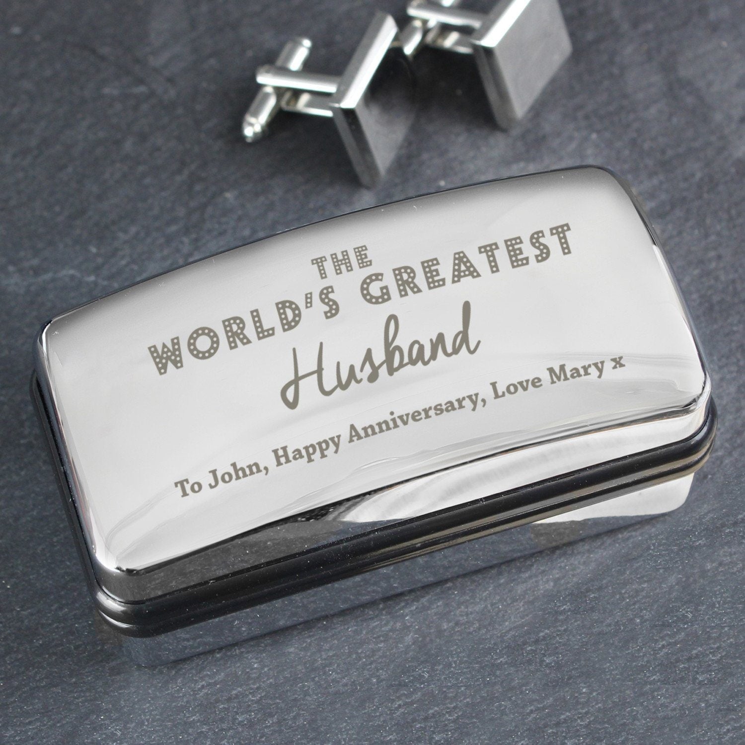 Personalised ’The World’s Greatest’ Cufflink Box: 3 - Cufflink Boxes By Gift Moments