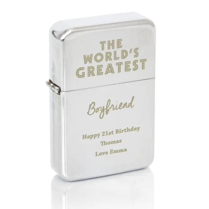 Personalised ’The World’s Greatest’ Silver Lighter - Shop Smoking Accessories At Gift Moments - 2