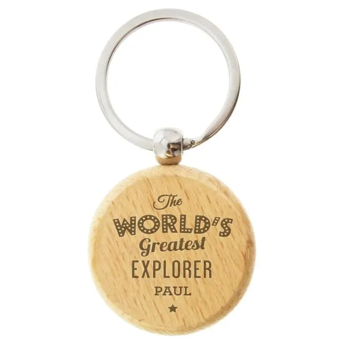 Personalised ’The World’s Greatest’ Wooden Keyring: 3 - Keyrings By Gift Moments