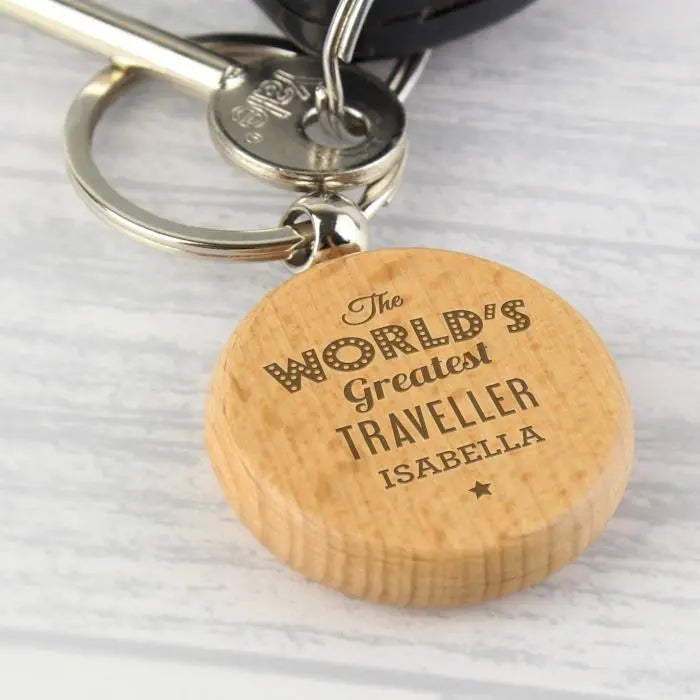 Personalised ’The World’s Greatest’ Wooden Keyring: 5 - Keyrings By Gift Moments
