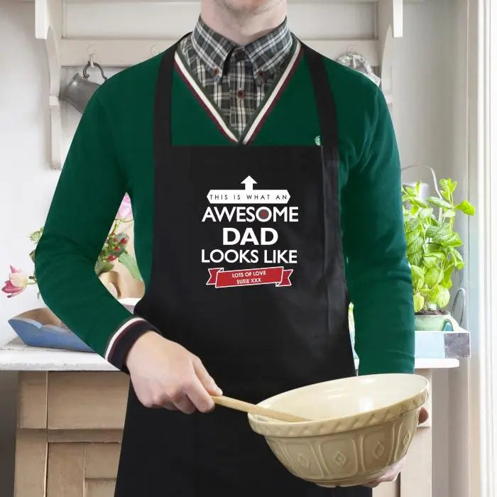 Personalised ’This is What an Awesome... Looks Like’ Black Apron: 1 - Aprons By Gift Moments