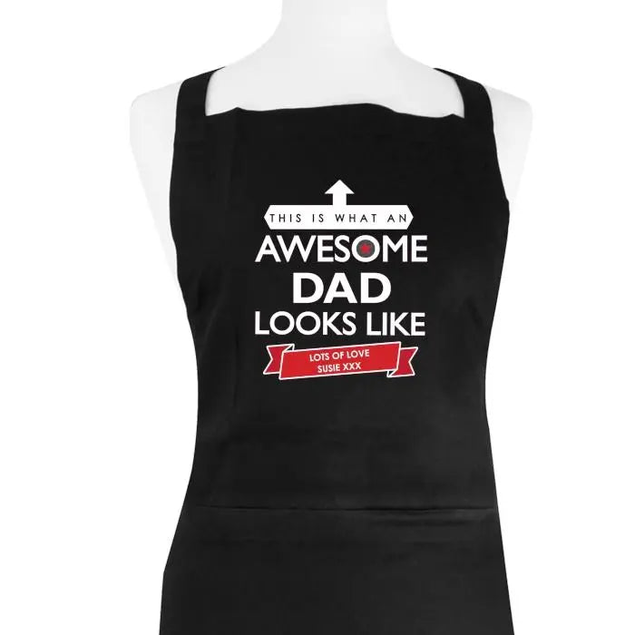 Personalised ’This is What an Awesome... Looks Like’ Black Apron - Shop Aprons At Gift Moments - 2