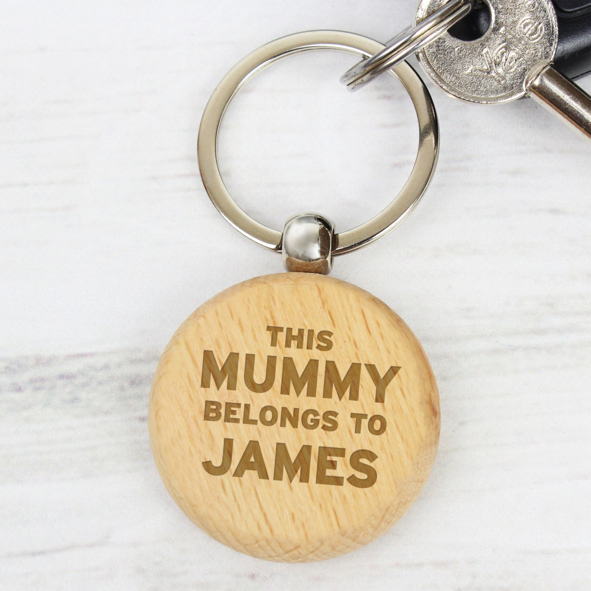 Personalised This...Belongs To Wooden Keyring: 2 - Keyrings By Gift Moments