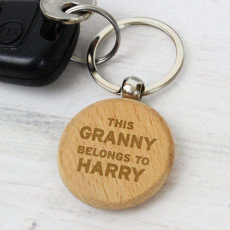 Personalised This...Belongs To Wooden Keyring: 3 - Keyrings By Gift Moments