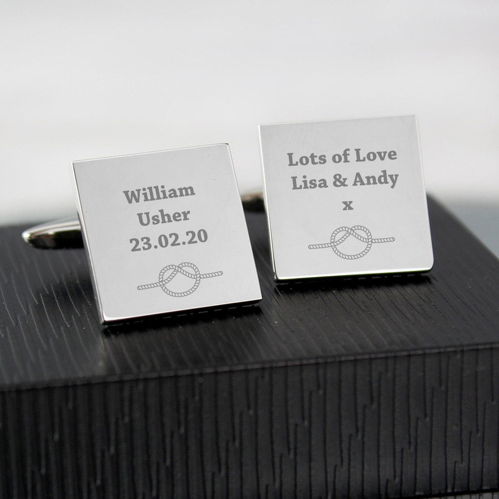 Personalised Tie the Knot Square Cufflinks - Shop Cufflinks & Tie Slides At Gift Moments - 2
