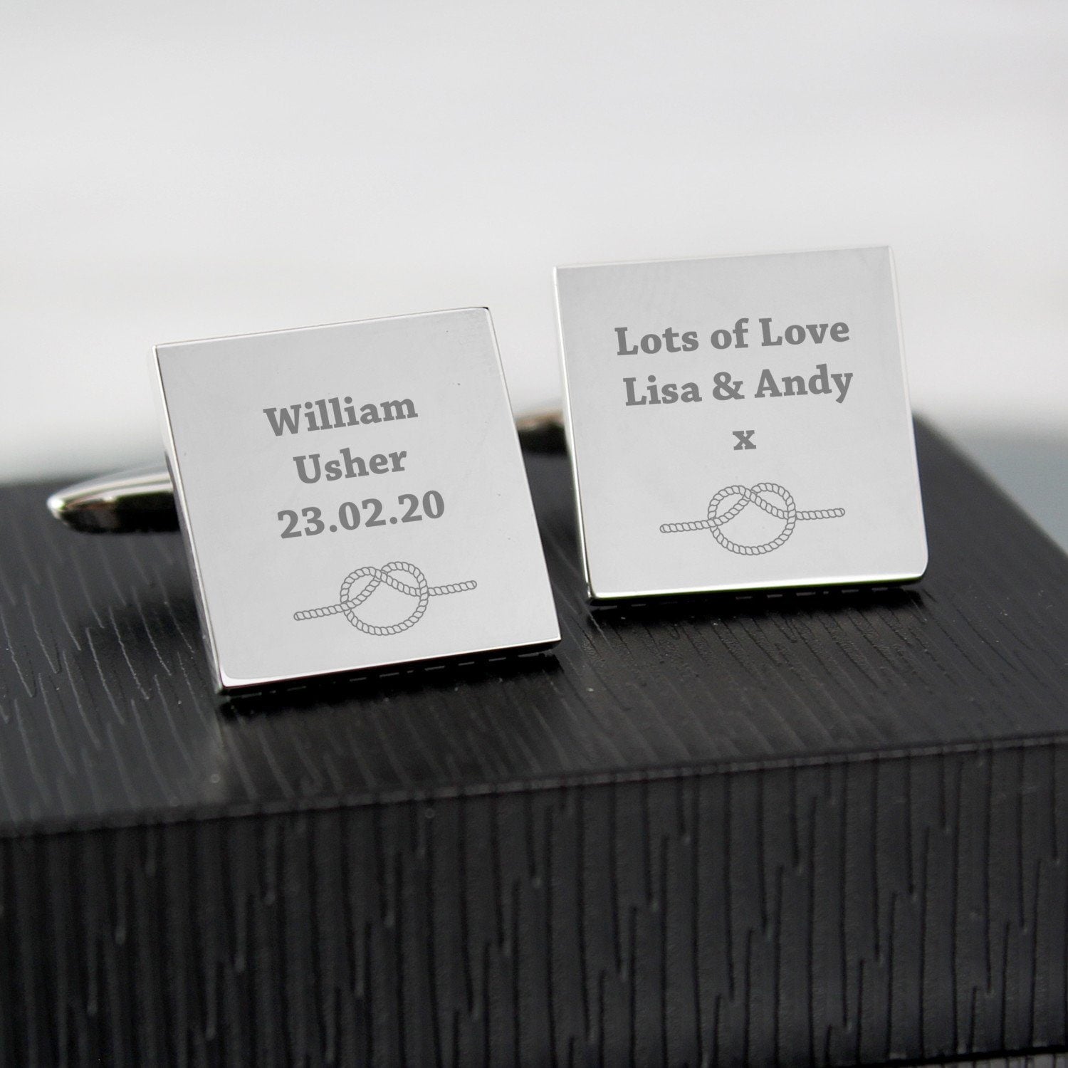 Personalised Tie the Knot Square Cufflinks - Shop Cufflinks & Tie Slides At Gift Moments - 2