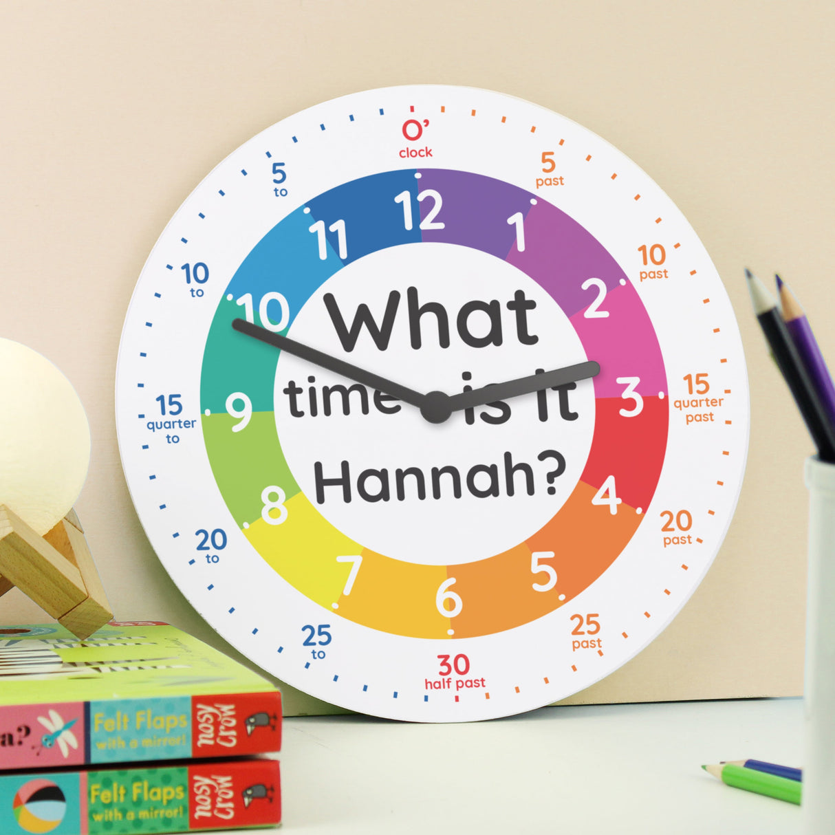 Personalised Educational Wooden Time Clock: 1 - Clocks By Gift Moments