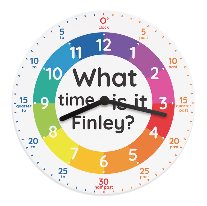 Personalised Educational Wooden Time Clock: 5 - Clocks By Gift Moments