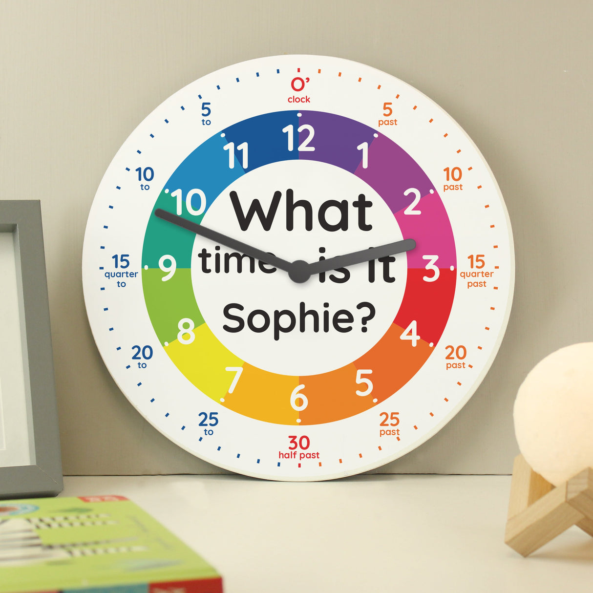 Personalised Educational Wooden Time Clock: 4 - Clocks By Gift Moments