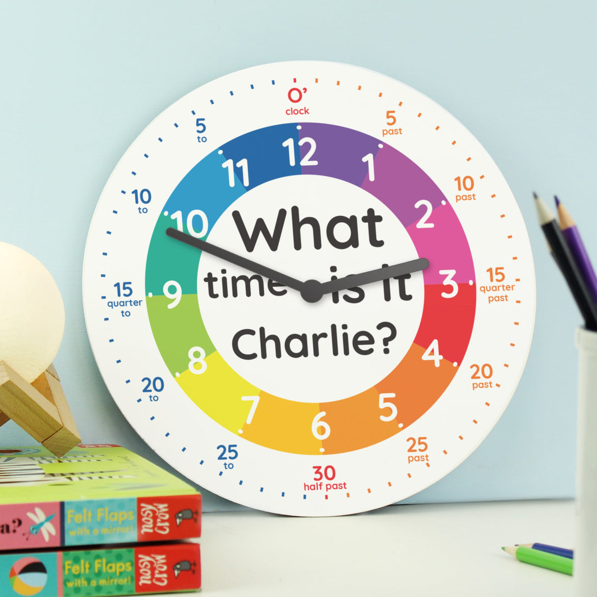 Personalised Educational Wooden Time Clock: 2 - Clocks By Gift Moments