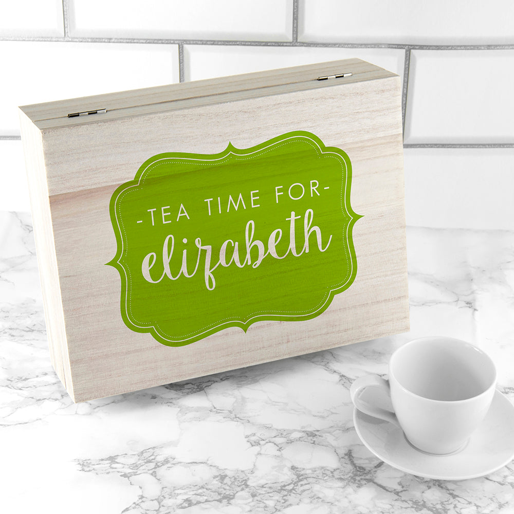 Personalised Time For Tea! Coloured Tea Box Selection: 2 Green Tea Boxes By Gift Moments