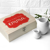 Personalised Time For Tea! Coloured Tea Box Selection: 4 Red Tea Boxes By Gift Moments