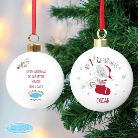 Personalised Tiny Tatty Teddy My 1st Christmas Stocking Bauble: 2 - Christmas Baubles