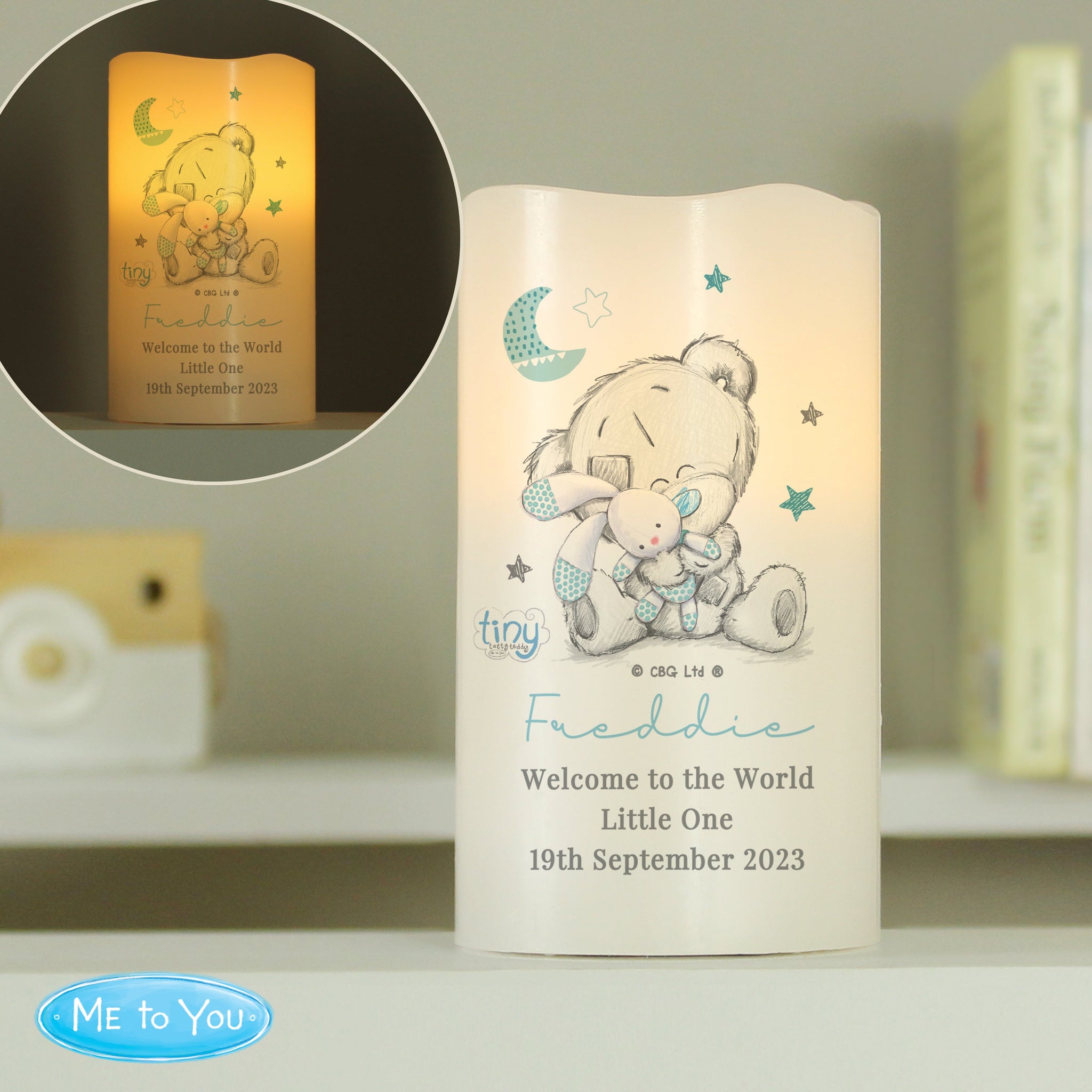 Personalised Tiny Tatty Teddy Blue Nightlight LED Candle: 4 - LED Lighting