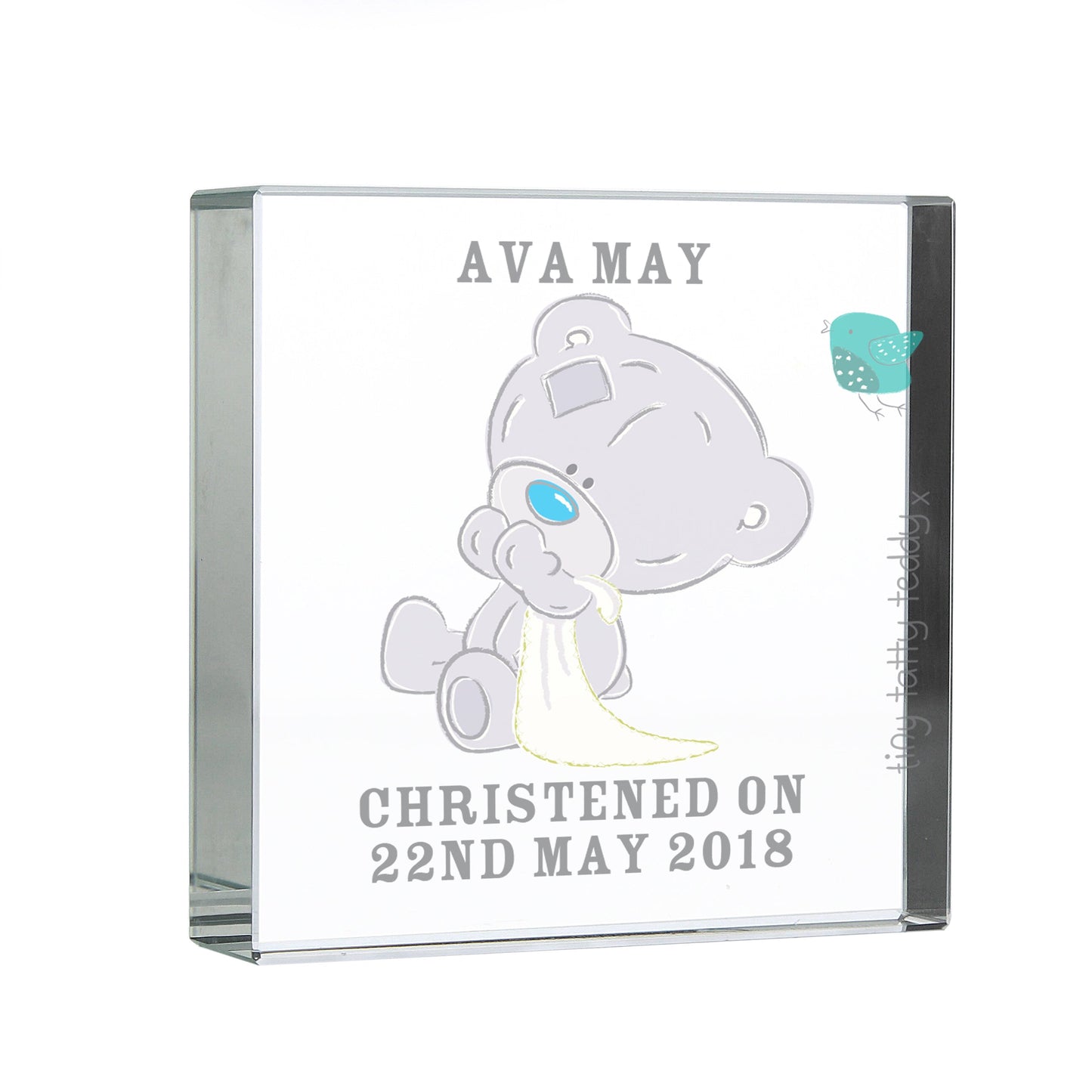 Personalised Tiny Tatty Teddy Christening Crystal Token: 4 - Crystal Tokens