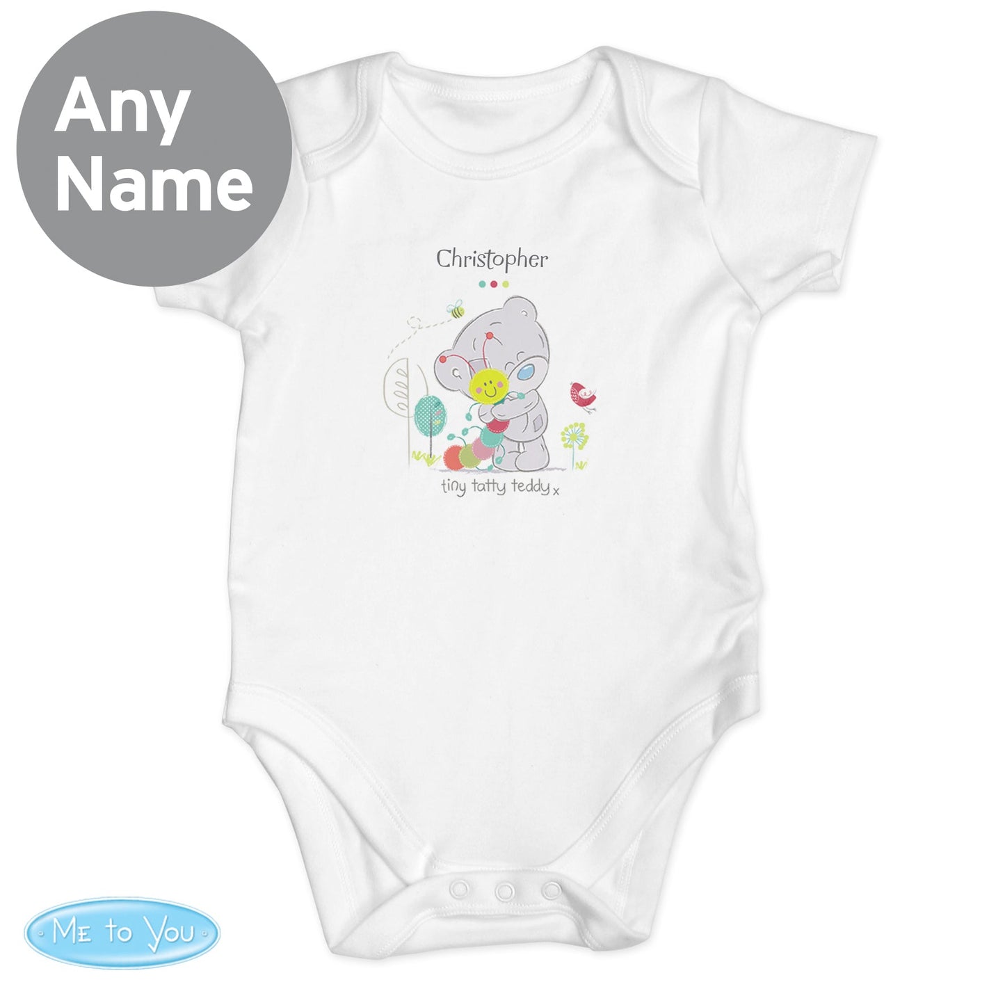 Personalised Tiny Tatty Teddy Cuddle Bug 0-3 Months Baby Vest: 4 - Baby Clothing