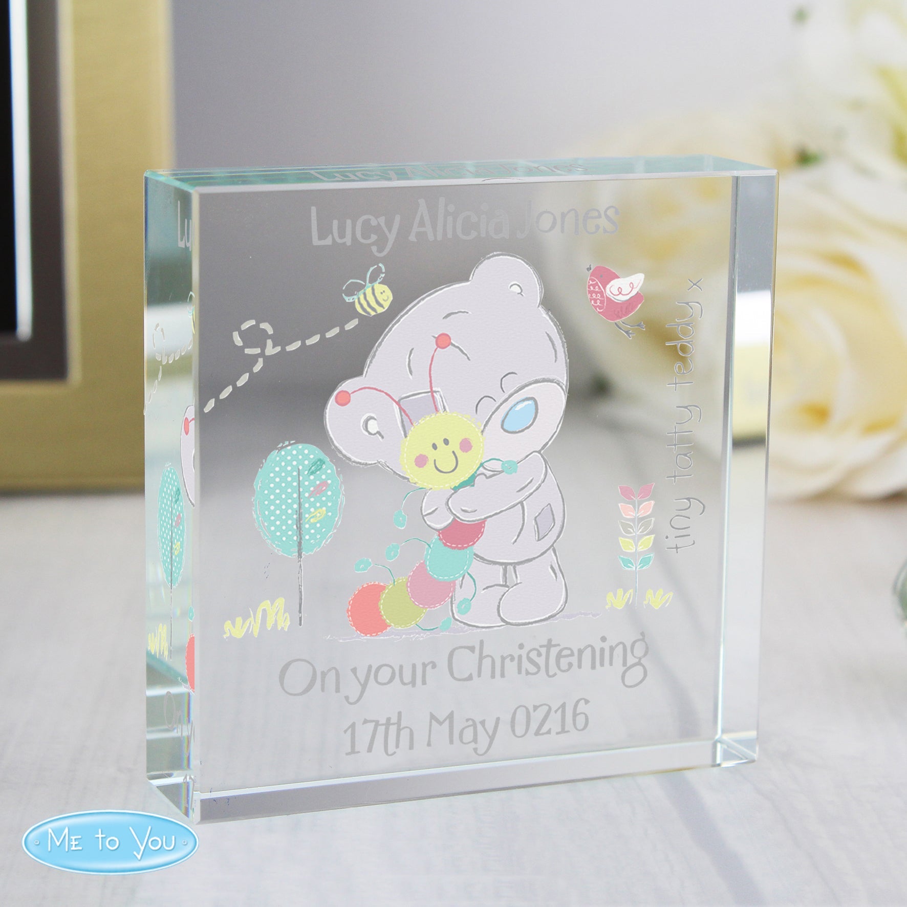 Personalised Tiny Tatty Teddy Cuddle Bug Crystal Token: 1 - Crystal Tokens