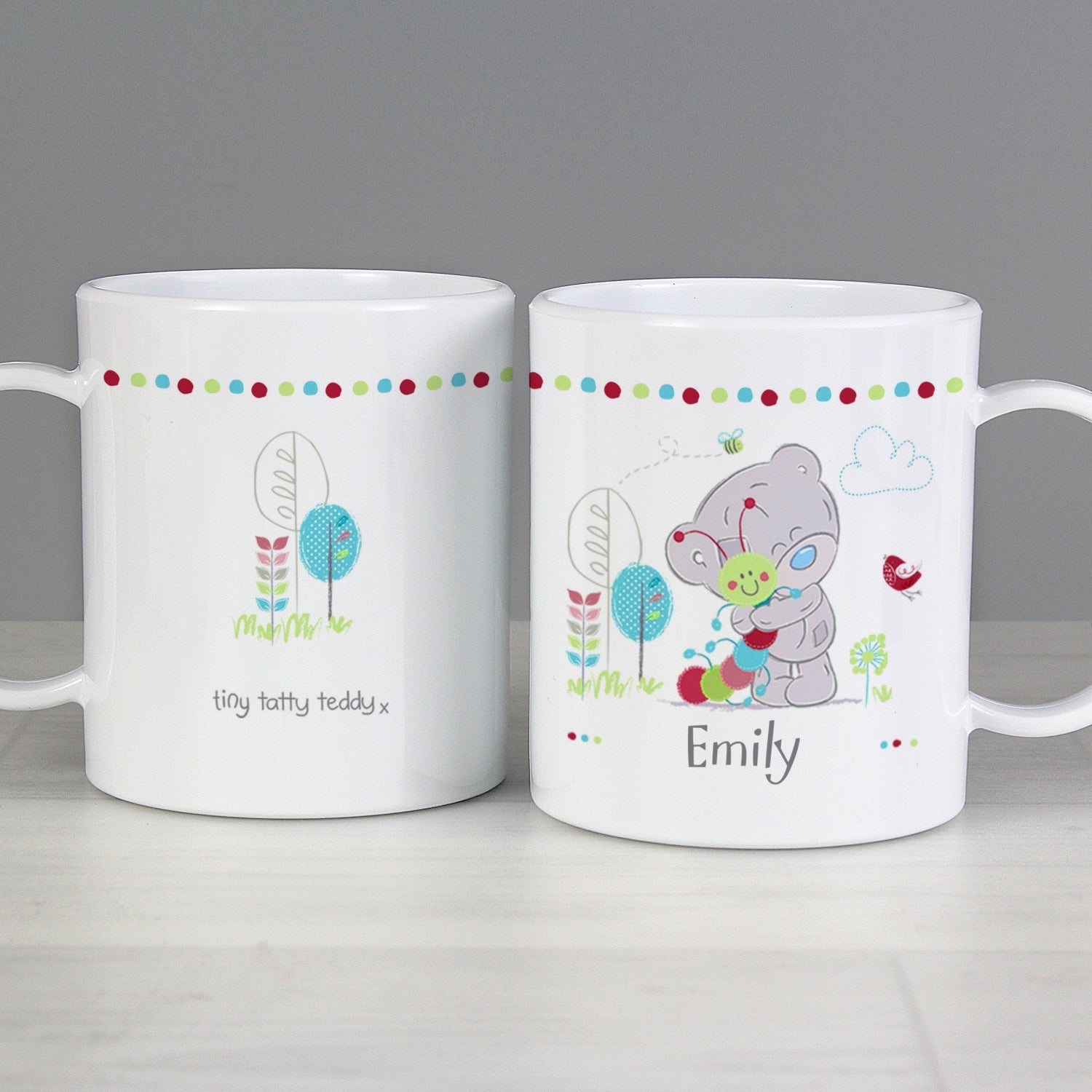 Personalised Tiny Tatty Teddy Cuddle Bug Plastic Mug: 1 - Plastic Mugs