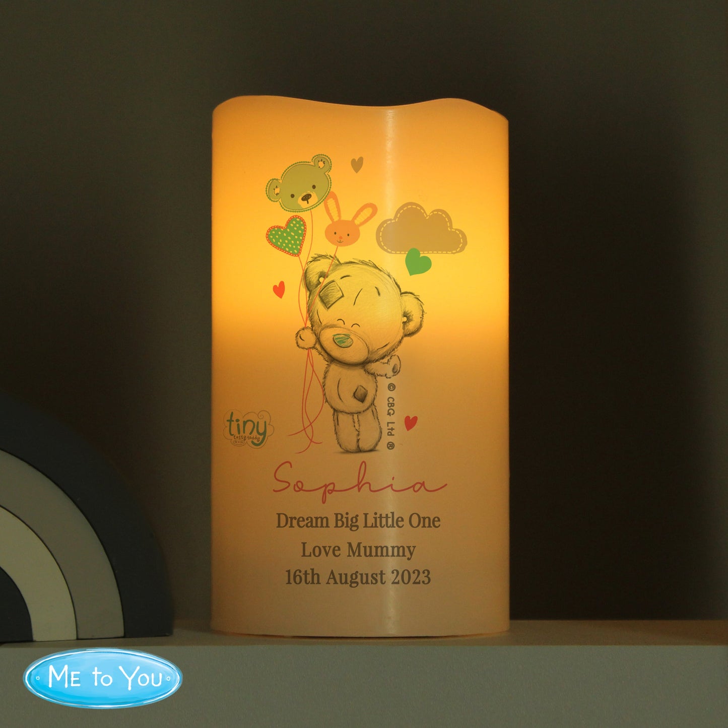 Personalised Tiny Tatty Teddy Dream Big Pink Nightlight LED Candle: 2 - LED Lighting