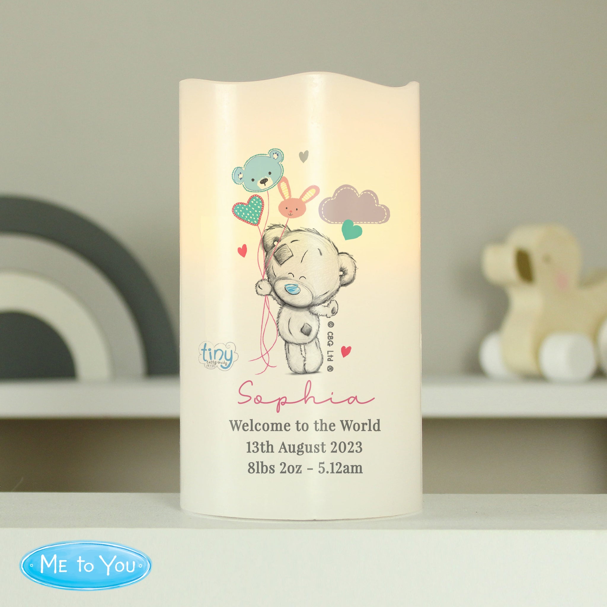Personalised Tiny Tatty Teddy Dream Big Pink Nightlight LED Candle: 3 - LED Lighting