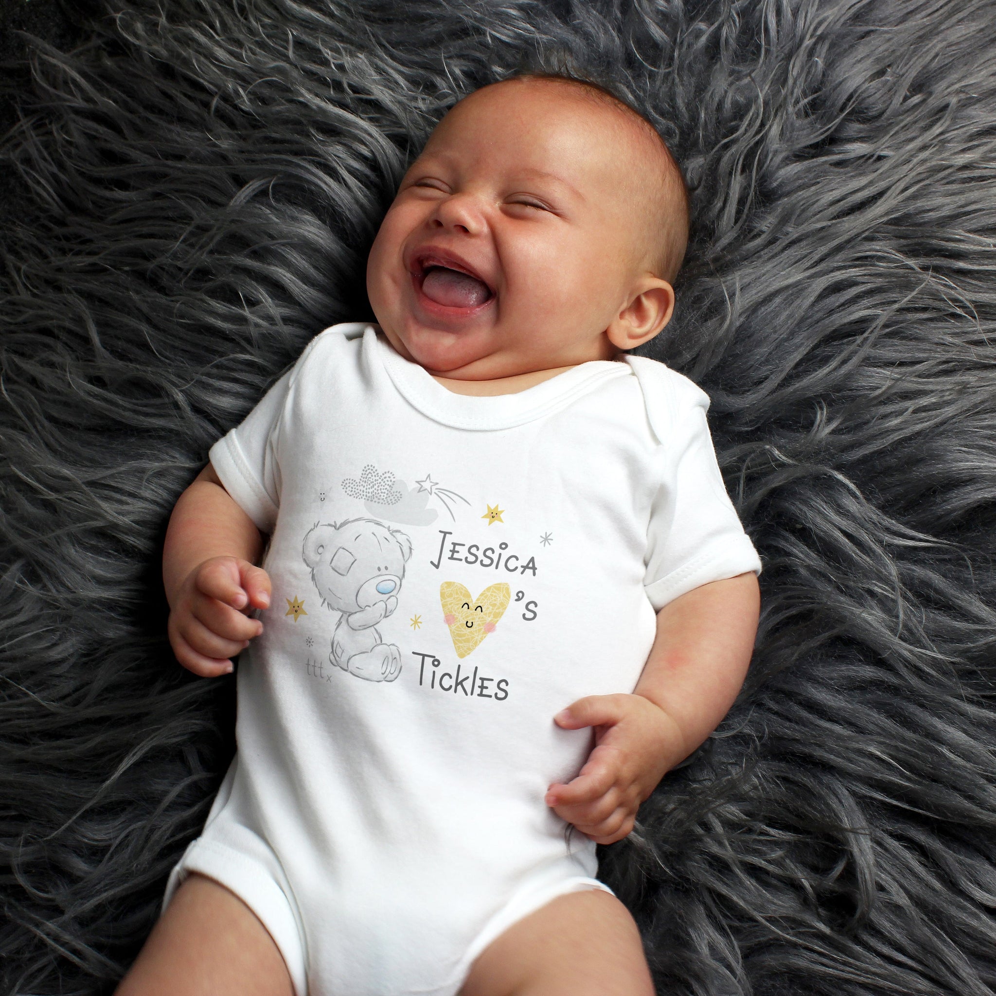 Personalised Tiny Tatty Teddy I Heart 0-3 Months Baby Vest: 4 - Baby Clothing