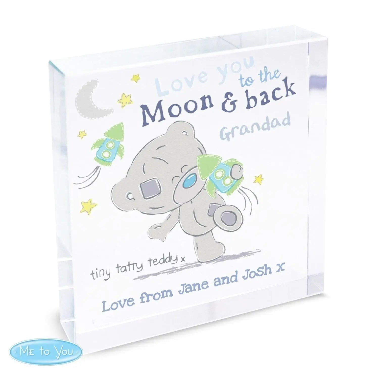 Personalised Tiny Tatty Teddy To the Moon & Back Crystal Token: 2 - Crystal Tokens