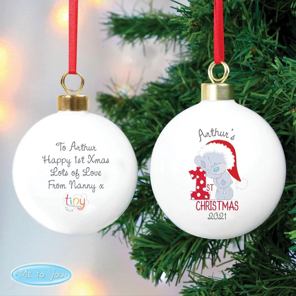 Personalised Tiny Tatty Teddy ’My 1st Christmas’ Bauble - Shop Christmas Baubles At Gift Moments - 2