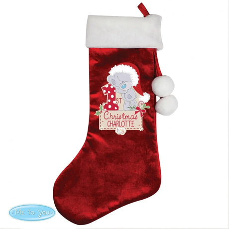 Personalised Tiny Tatty Teddy ’My 1st Christmas’ Luxury Red Stocking: 3 - Christmas Stockings