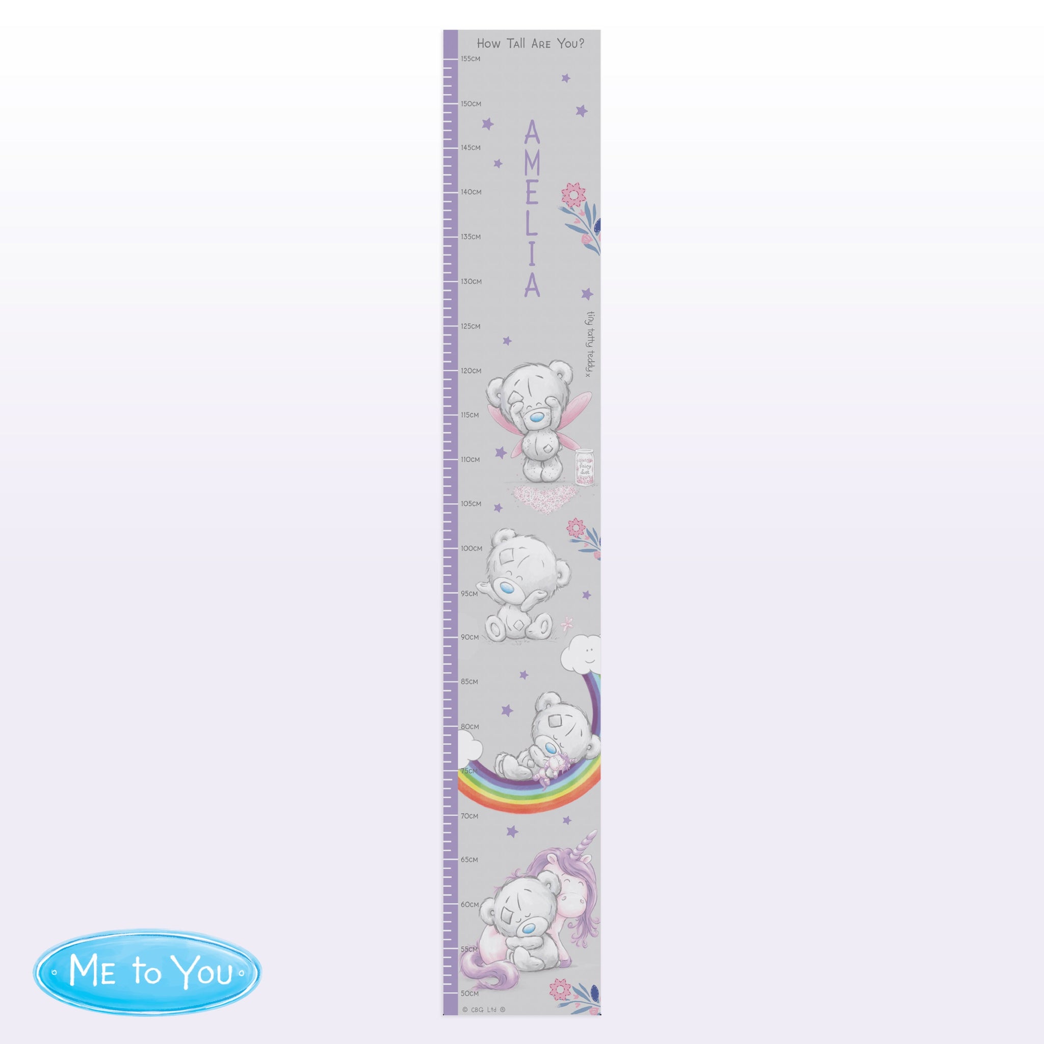 Personalised Tiny Tatty Teddy Unicorn Height Chart: 3 - Height Charts