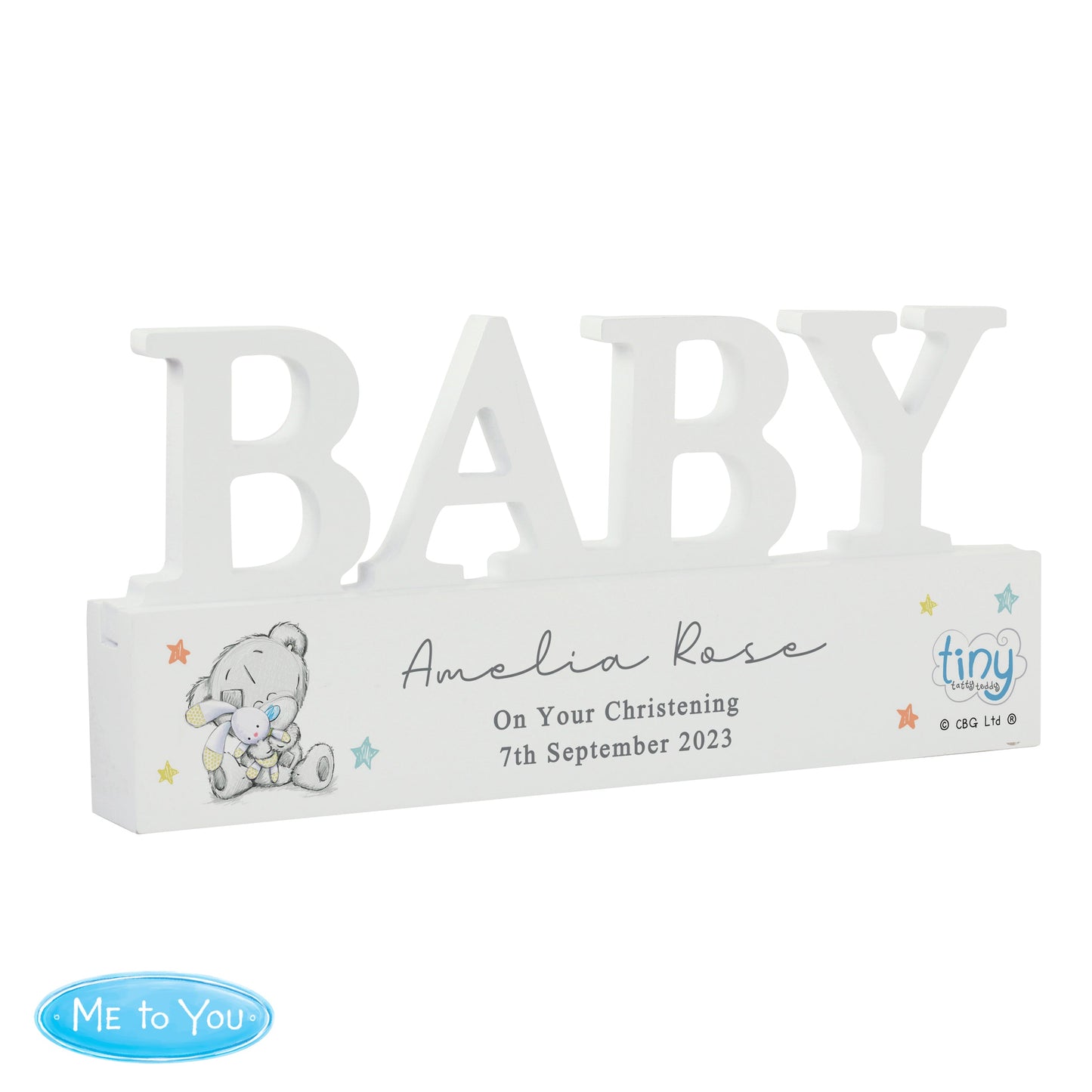 Personalised Tiny Tatty Teddy Wooden Baby Ornament: 5 - Ornaments