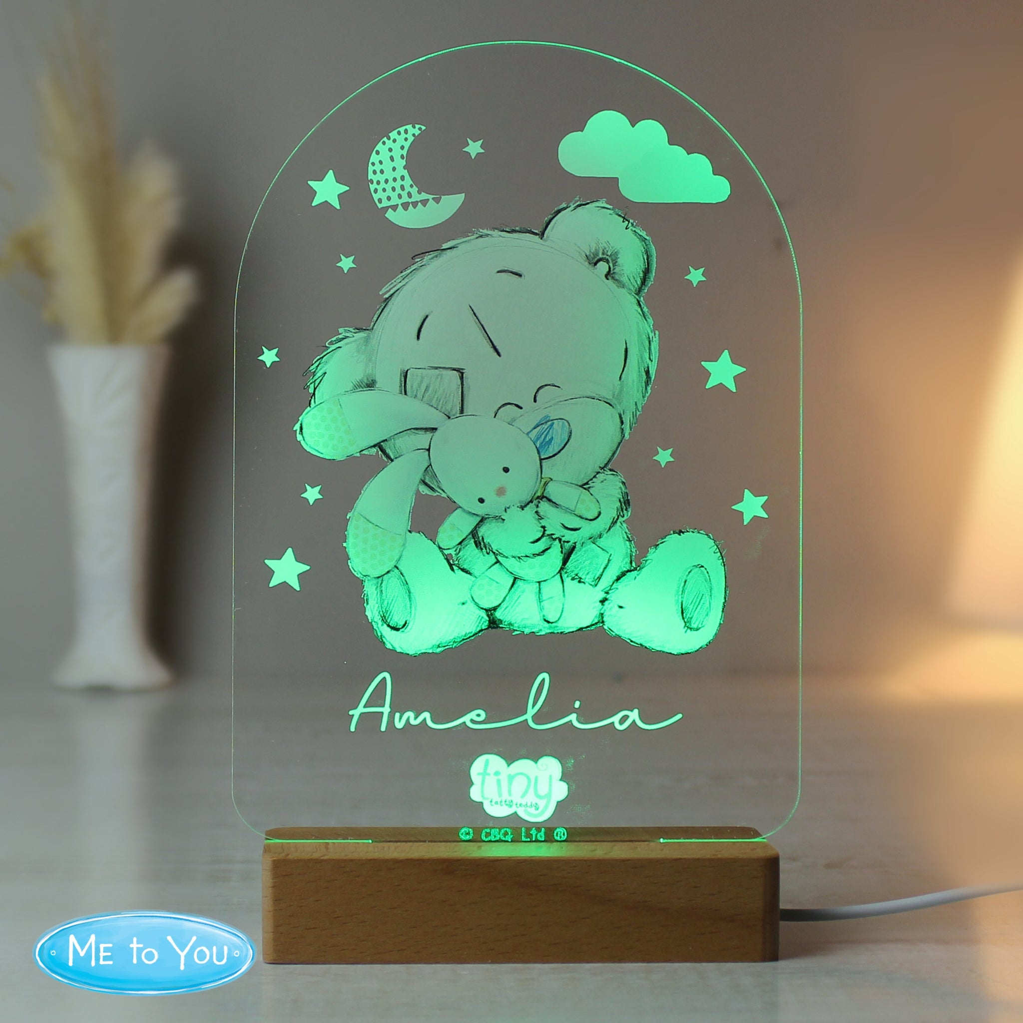 Personalised Tiny Tatty Teddy Wooden Based LED Light: 3 - LED Lighting