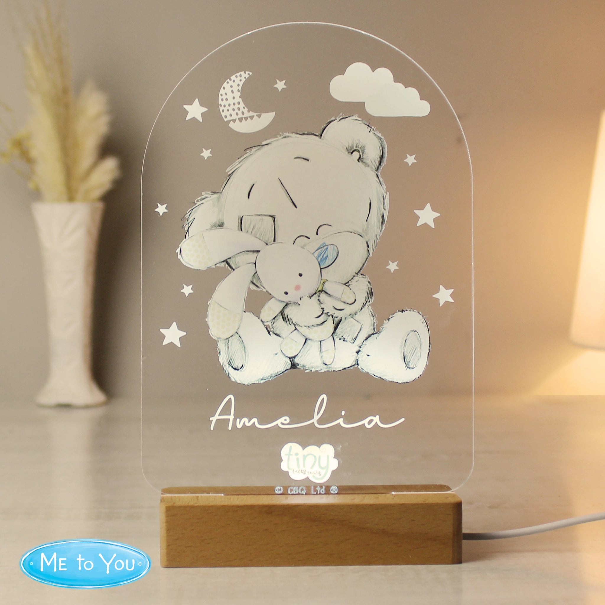 Personalised Tiny Tatty Teddy Wooden Based LED Light: 1 - LED Lighting