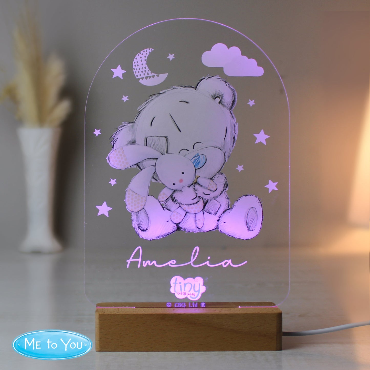Personalised Tiny Tatty Teddy Wooden Based LED Light: 2 - LED Lighting