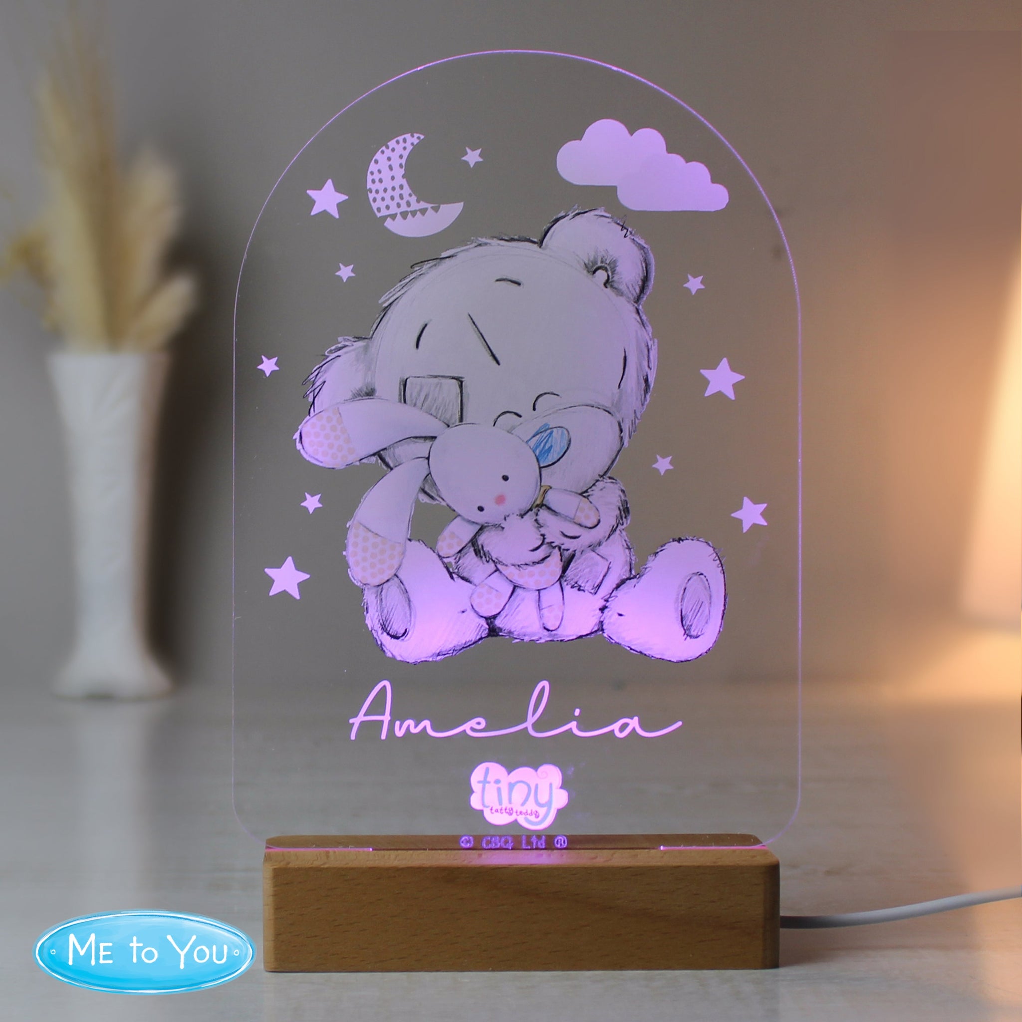 Personalised Tiny Tatty Teddy Wooden Based LED Light: 2 - LED Lighting