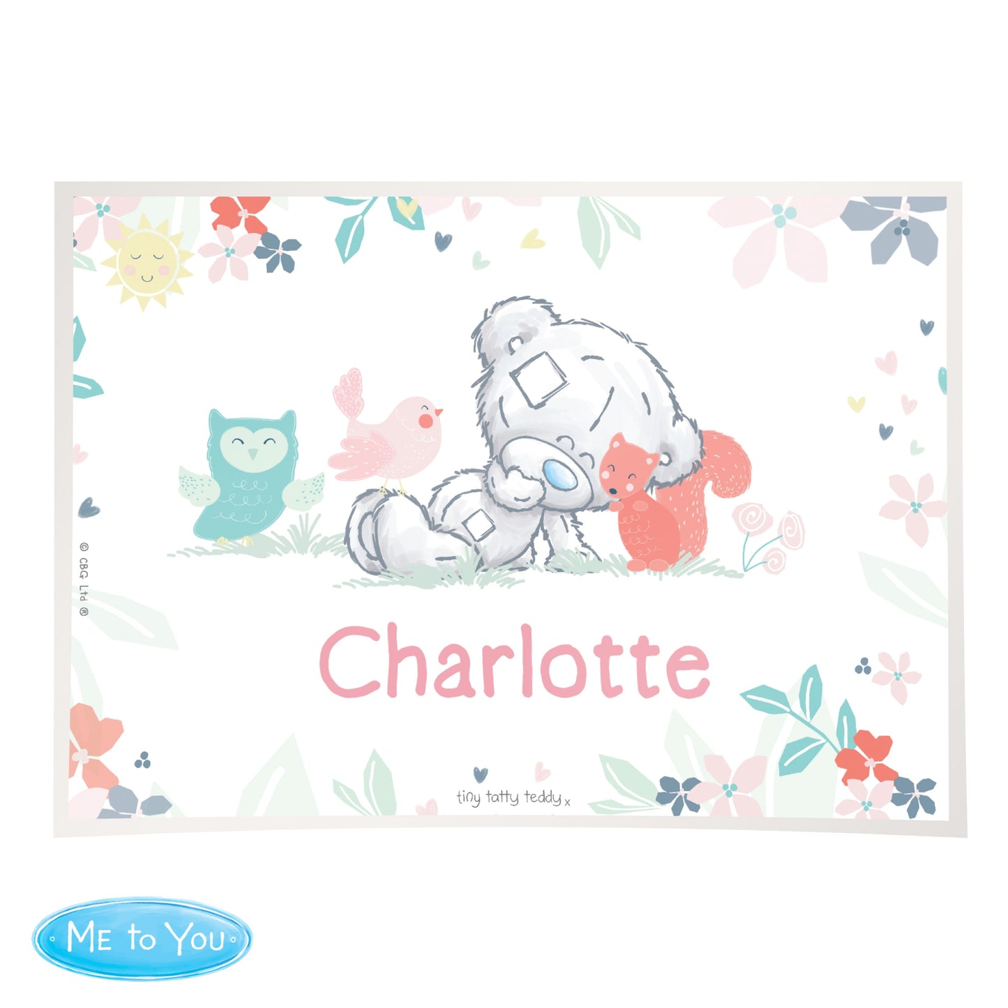 Personalised Tiny Tatty Teddy Woodland Animal Placemat: 4 - Placemats