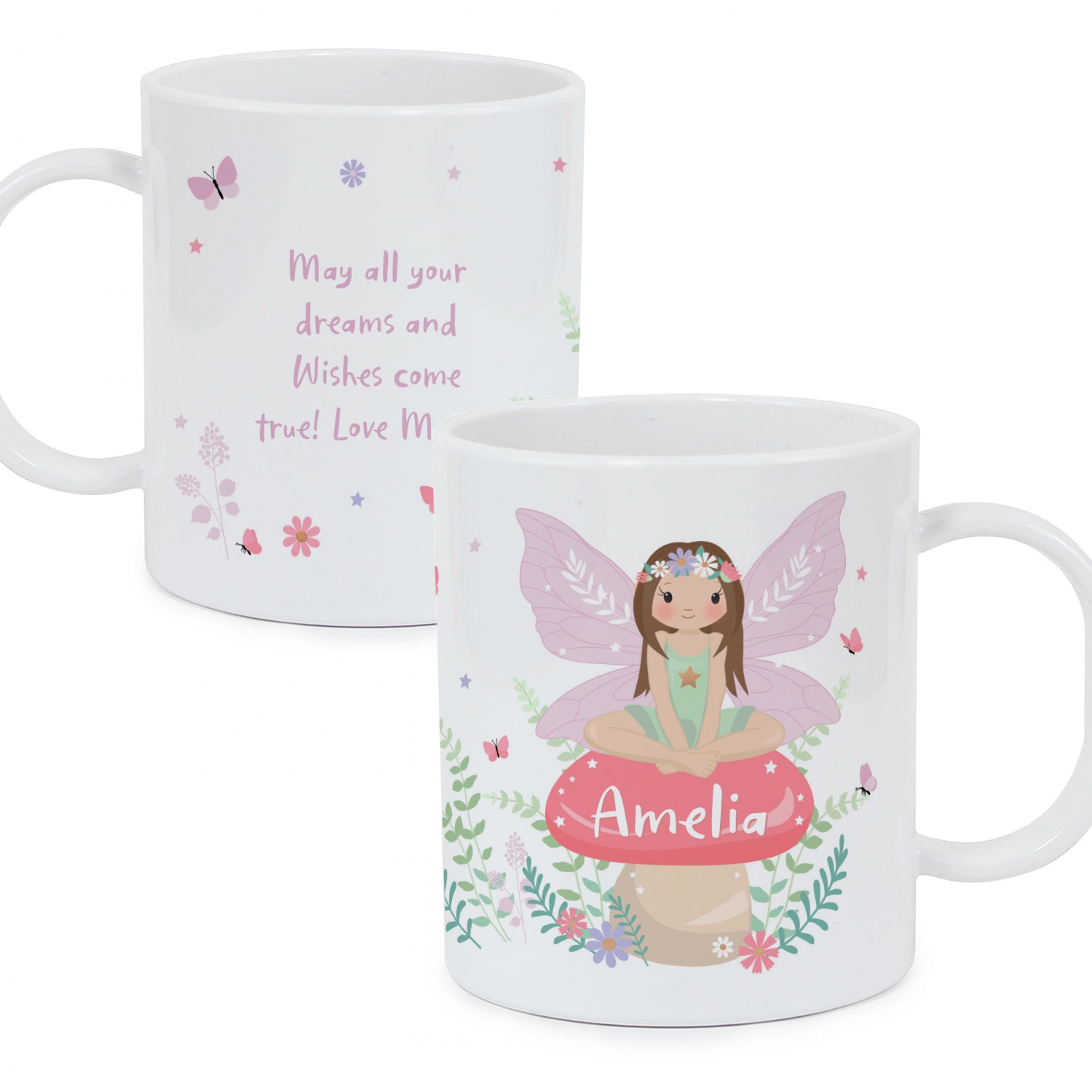 Personalised Toadstool Fairy Plastic Mug: 4 - Plastic Mugs By Gift Moments